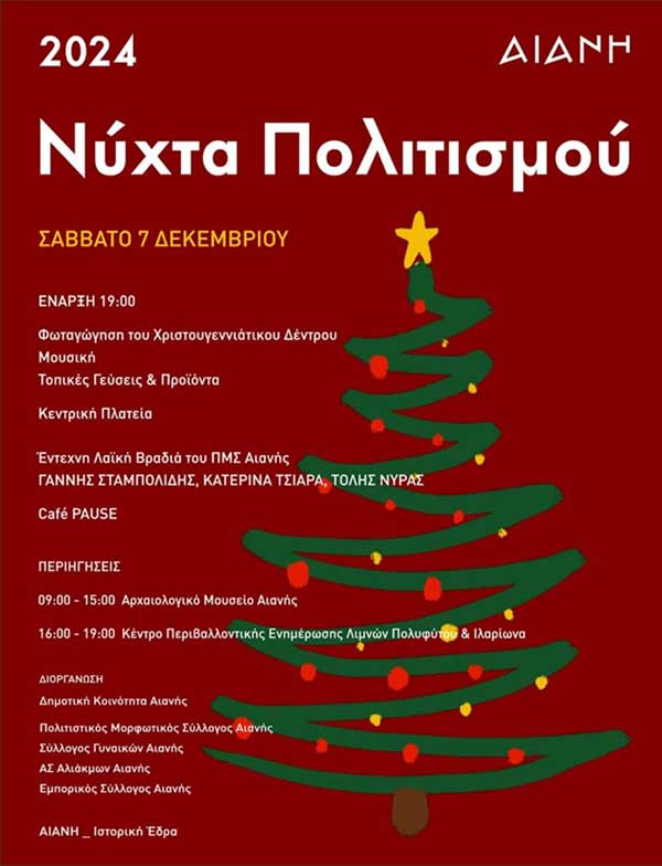 Φωταγώγηση του χριστουγεννιάτικου δέντρου στην Αιανή