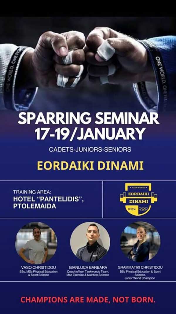 Tae-Kwon-Do: 1ο Sparring Seminar στην Πτολεμαΐδα 17-19 Ιανουαρίου 2025