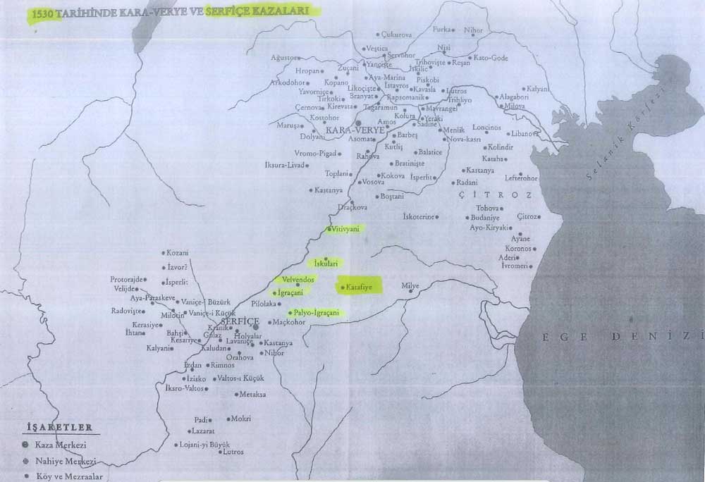 Χάρτης της περιοχής του Βελβεντού του 1530