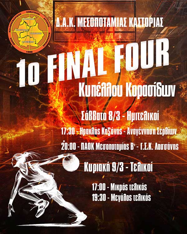 Final Four κορασίδων 8-9 Μαρτίου στη Μεσοποταμία Καστοριάς