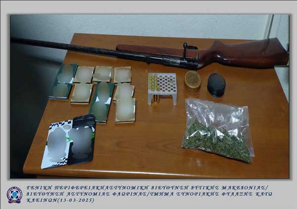 Συνελήφθη 40χρονος σε περιοχή της Φλώρινας, για παράβαση της νομοθεσίας περί ναρκωτικών ουσιών και περί όπλων