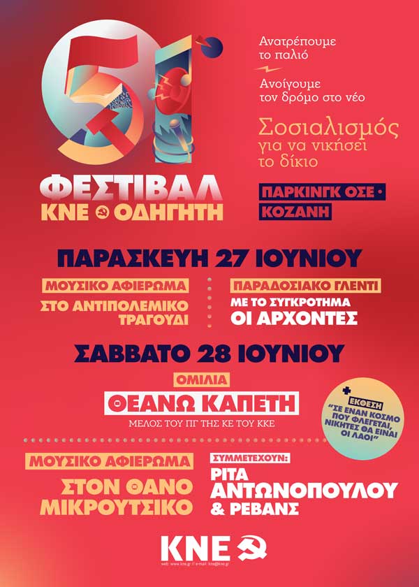 27 και 28 Ιουνίου θα πραγματοποιηθεί το 51ο Φεστιβάλ ΚΝΕ – Οδηγητή στο πάρκινγκ του ΟΣΕ στην Κοζάνη