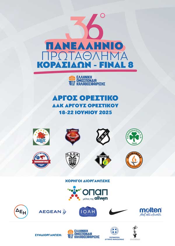Το αναλυτικό πρόγραμμα του 36ου Πανελλήνιου Πρωταθλήματος Κορασίδων