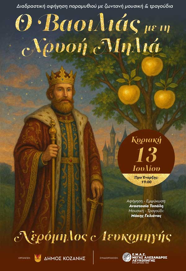 Ο “Βασιλιάς με τη χρυσή μηλιά” την Κυριακή 13 Ιουλίου στη Λευκοπηγή