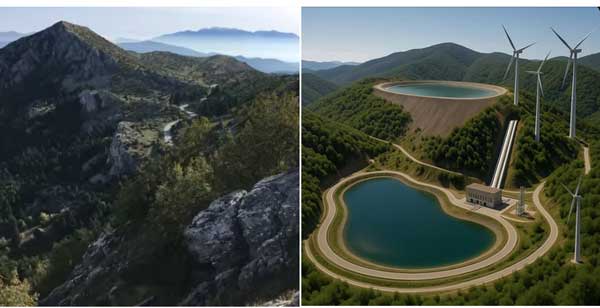 Η πανέμορφη βόρεια πλευρά της Βουνάσας, η κοιλάδα του Αλιάκμονα κατασκευή έργου αντλησιοταμίευσης και ανεμογεννητριών
