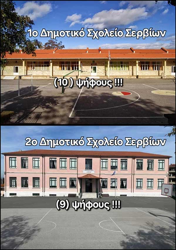 Έδρα το 1ο Δημοτικό Σχολείο Σερβίων μετά τη συγχώνευση με το 2ο