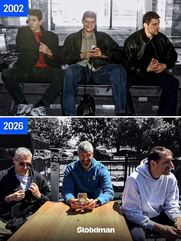 Δημήτρης Διαμαντίδης, Λάζαρος Παπαδόπουλος και Νίκος Χατζηβρέττας κάνουν remake μια φωτογραφία του 2002 στην Καστοριά