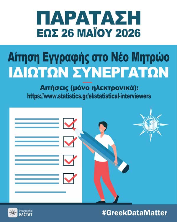 ΕΛΣΤΑΤ: Παράταση υποβολής αιτήσεων