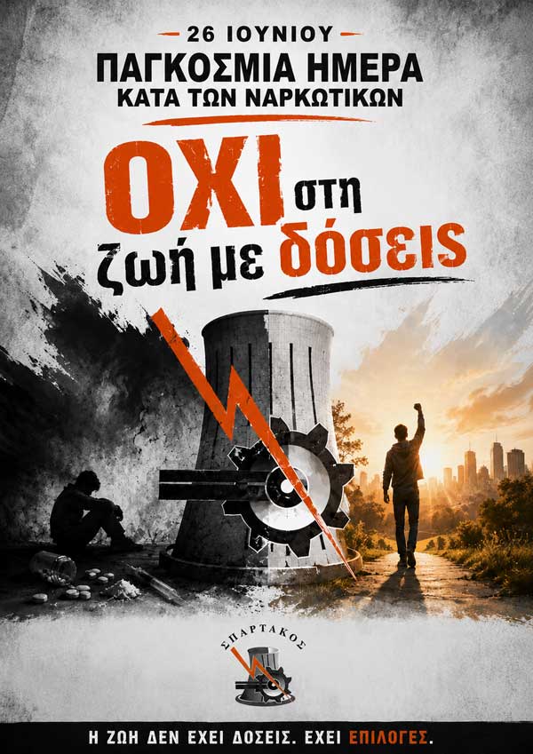 Όχι στη ζωή με δόσεις: Μήνυμα Σπάρτακου για την ημέρα κατά των ναρκωτικών