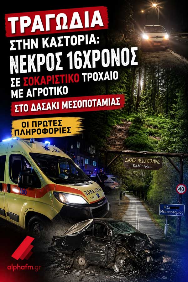 Καστοριά: Νεκρός 16χρονος σε τροχαίο κοντά στο δασάκι Μεσοποταμίας
