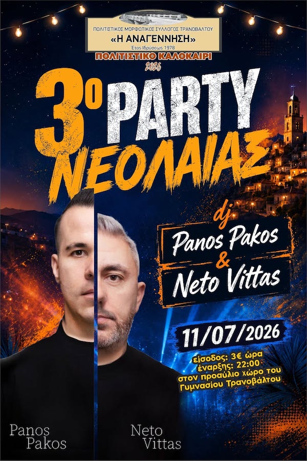 Πολιτιστικός Σύλλογος Τρανοβάλτου ” Η Αναγέννηση “: 3ο PARTY νεολαίας
