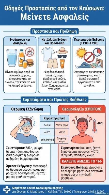 Γ.Ν. Κοζάνης “Μαμάτσειο”: Οδηγίες προστασίας από τον καύσωνα