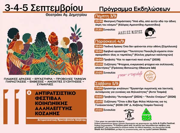 Γιατί Αντιρατσιστικό Φεστιβάλ; – Το πρόγραμμα του 11ου Αντιρατσιστικού Φεστιβάλ Κοινωνικής Αλληλεγγύης Κοζάνης
