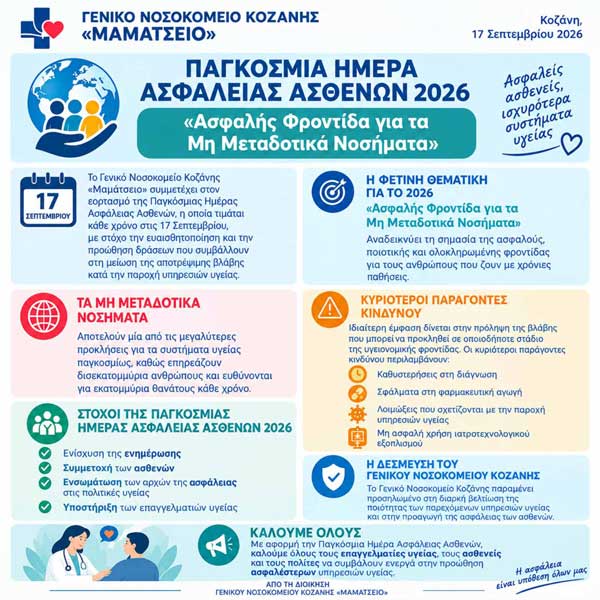 Το Μαμάτσειο για την Παγκόσμια Ημέρα Ασφάλειας Ασθενών