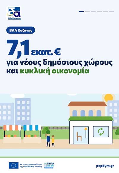 Πέντε νέα έργα για την Κοζάνη με 7,1 εκατ. ευρώ από την Στρατηγική Βιώσιμης Αστικής Ανάπτυξης της πόλης