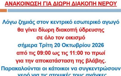 Βελβεντό: Διακοπή νερού σήμερα 09:00-11:00